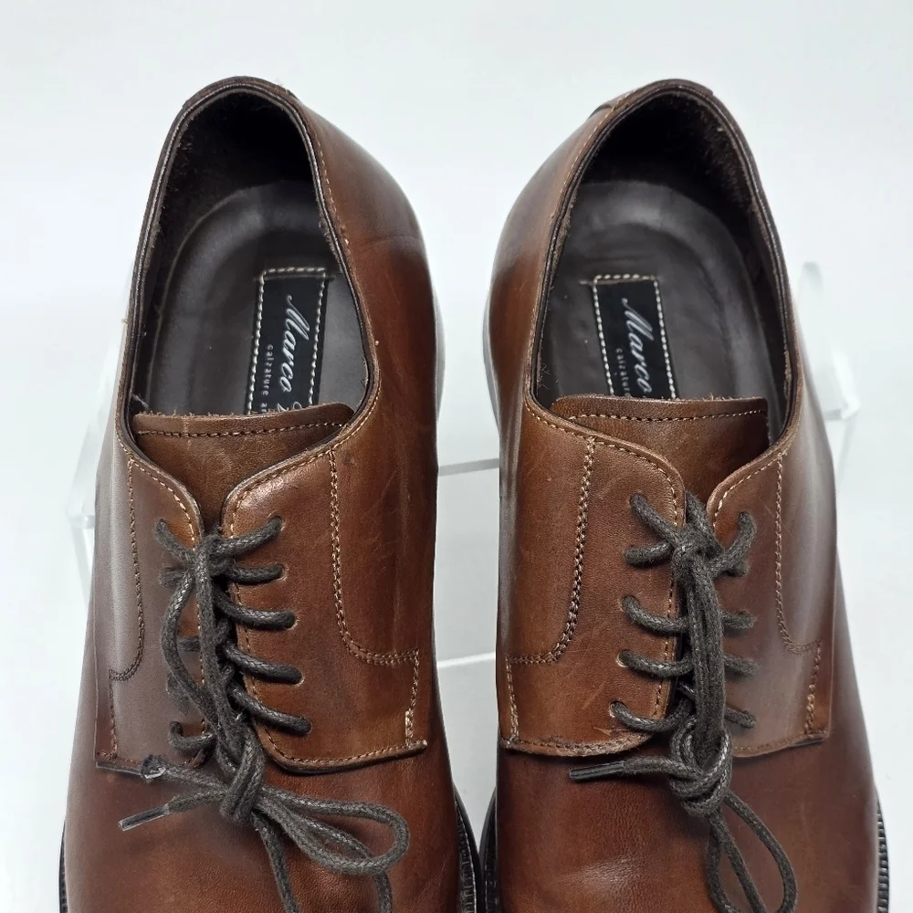 Marco Vittorio Plain-Toe Dress Shoe Men Sz 7.5 Brown Lace Made In Italy Preowned
